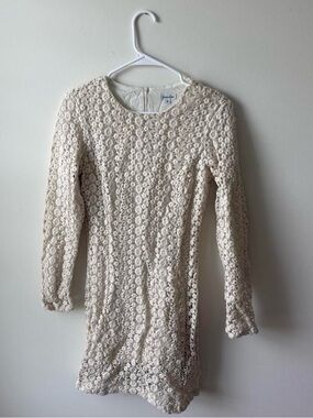 Steven Alan Cream Floral Crochet Long Sleeve Dress